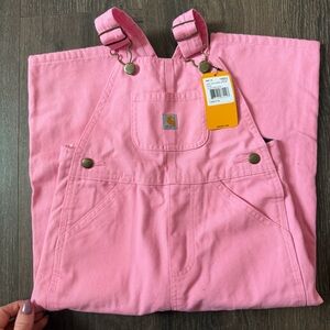 Carhartt Pink Canvas Bib Overalls with Orange Tag